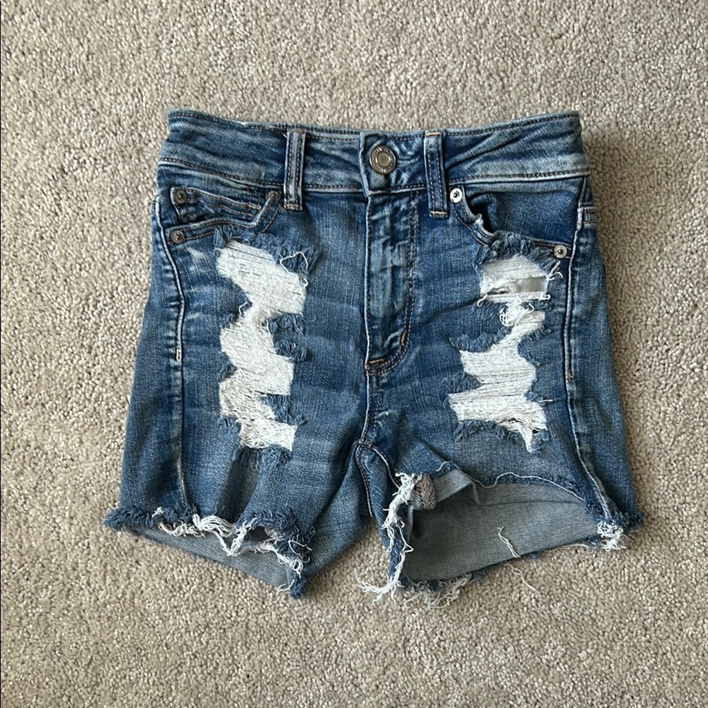 American Eagle High Rise Distressed Denim Shorts